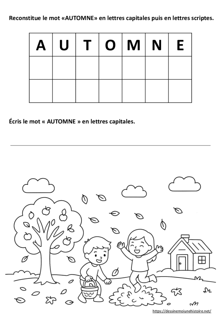 Coloriages et écriture 4 saisons maternelle