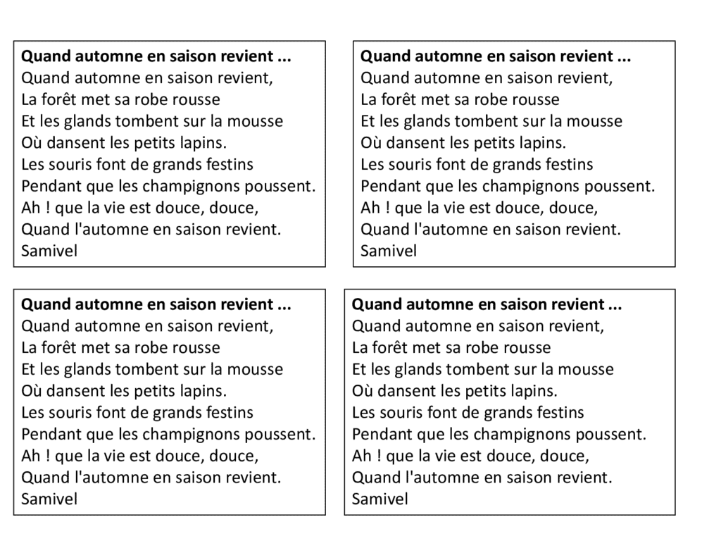 Poésie Quand l'automne en saison revient